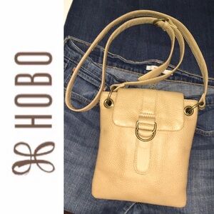 HOBO tan pebble leather slim crossbody
